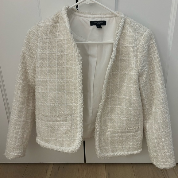 Ann Taylor Petite Braided Trim Tweed Jacket - Picture 2 of 4